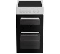 Indesit ITE5VMW 50cm Single Oven Electric Cooker with Ceramic Hob - White - A/A Rated, White