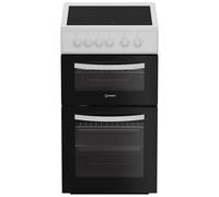 Indesit ITE5VMW 50cm Single Oven Electric Cooker with Ceramic Hob - White - A/A Rated, White