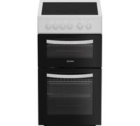 Indesit ITE5VMW 50cm Electric Cooker with Ceramic Hob - White - A/A Rated, White