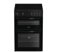Indesit ITE6VMB 60cm Twin Cavity Electric Cooker with 4 Zone Ceramic Hob - Black