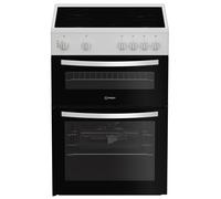 Indesit ITE6VMW 60cm Twin Cavity Electric Cooker in White Ceramic Hob