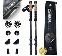 INDESmed | 100% Carbon Fiber Hiking Poles (2x) - Ultralight Collapsible Trekking Poles with Natural Cork Grip - Foldable Walking Sticks for Hiking & Nordic Walking | All-Terrain Accessories (Black)