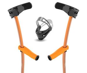 INDESmed - Forearm Crutches for Adults, Aerospace Aluminum Ultra-Lightweight (1 Pair/2 Units) Millimetric Adjustment, Ergonomic Design Prevents Tendonitis and Hand Pain (69-73 in, L, Orange)