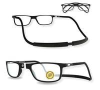 INDESMED Magnetic Reading Glasses - Blue Light Blocking Computer Readers - Patented Adjustable Fit - Interchangeable, Flexible Neck Straps - Presbyopia Glasses for Men & Women (Black, 3, Dioptres)