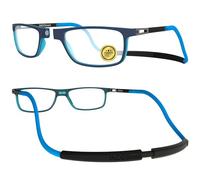 INDESMED Magnetic Reading Glasses, Blue Light Filter, and Interchangeable Adjustable Straps, for Men and Women (Blue, 2.5, Diopters)