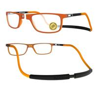INDESMED Magnetic Reading Glasses, Blue Light Filter, and Interchangeable Adjustable Straps, for Men and Women (Orange, 2.5, Dioptres)