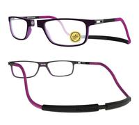 INDESMED Magnetic Reading Glasses, Blue Light Filter, and Interchangeable Adjustable Straps, for Men and Women (Purple, 1.5, Dioptres)