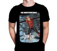 Indestructible Capt Scarlet Mens T-Shirt Science Fiction Print, Black Cotton T-Shirt, TV Show Poster Tee
