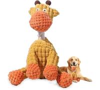 Indestructible Dog Toys for Aggressive Chewers,Interactive Crinkle Squeaky Toy for Small Medium Large Breed,Pet Plush Toys for Puppy Teething,Mellow Calming Chew Toys for Teething (Orange Giraffe)