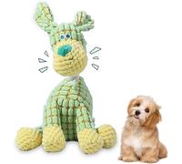 Indestructible Dog Toys for Aggressive Chewers,Interactive Crinkle Squeaky Toy for Small Medium Large Breed,Pet Plush Toys for Puppy Teething,Mellow Calming Chew Toys for Teething (Green Dog)
