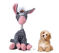Indestructible Dog Toys for Aggressive Chewers,Interactive Crinkle Squeaky Toy for Small Medium Large Breed,Pet Plush Toys for Puppy Teething,Mellow Calming Chew Toys for Teething (Grey Donkey)