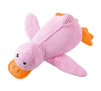 Indestructible Duck Dog Toy, Anti-Stress Squeaky Toy, Interactive Cuddly Toy for Small, Medium and Large Dogs, Soothing Quack Sound Toy with Flying Disc, Yellow Plush Toy