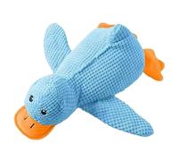 Indestructible Duck Dog Toy, Anti-Stress Squeaky Toy, Interactive Cuddly Toy for Small, Medium and Large Dogs, Soothing Quack Sound Toy with Flying Disc, Yellow Plush Toy