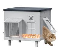 Indestructible Heated Cat House for Outdoor Cats in Winter, 100% Waterproof & Weatherproof Heated Cat House for Outside, Fully Insulated Feral Cat Shelter for Outdoor Barn Strays, 16 x 12 x 13 in