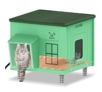 Indestructible Heated Cat House for Outdoor Cats in Winter, 100% Waterproof & Weatherproof Heated Cat House for Outside, Fully Insulated Feral Cat Shelter for Outdoor Barn Strays, 16 x 12 x 13 in