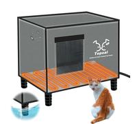 Indestructible Heated Cat House for Outdoor Cats in Winter, 100% Waterproof & Weatherproof Heated Cat House for Outside, Fully Insulated Feral Cat Shelter for Outdoor Barn Strays, 16 x 12 x 13 in
