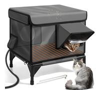 Indestructible Heated Cat House, Winter Outdoor Cat Shelter with Two Exits, Waterproof, for Feral Barn Cat gray L