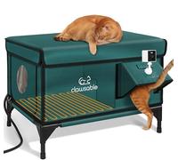 Indestructible Heated Cat House with AI Camera for Outside Winter, 100% Waterproof, Escape Door, Insulated Outdoor Cat Shelter with Heater for Feral Barn Cat Kitty (Forest Green, 26"x16"x18")