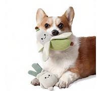 Indestructible Plush Dog Toy for Aggressive Chewers, 2pcs Set: Robust Squeaky Chew & Teething Toy for Small, Medium, Large Dogs, Interactive Fun for Puppies & Adult Dogs (Green vegetables+Bananas)
