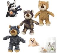 Indestructible Robust Bear, 2025 New Dog Companion for Heavy Chewers Robust Bear Toys for Aggressive Chewers Dogs, Squeaky Plush Interactive Dog Toys for Dogs (Black,XL(Circumference:7.8''-11''in))