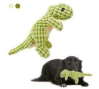 Indestructible Robust Dino Dog Toy Stuffed Dinosaur Dogs Toys for Aggressive Chewers Includes Plastic Noise-Making Squeaker Shape Plush Toy (green)