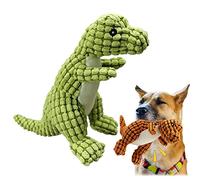 Indestructible Robust Dino Plush Squeaky Dog Toy, Unbreakable Stuffed Plush for Aggressive Chewers, Durable Interactive Dog Toy (Green)