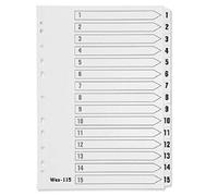 Index A4 Multi-Punched 1-15 Reinforced White Board Clear Tabbed (Pack of 5)