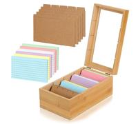 Index Card Box A7 Wood with Lid, Index Box 25.4 x 15 x 10 cm, Flashcard Box Vocabulary, Wood with Lid, Index Card Box, Wooden Box for Office, Schools and Home (Wood Colour)