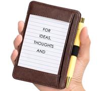 Index Card Holder Brown 3 x 5 PU Index Card Wallet Portable Pocket Notepad Holder with 25 Lined Sheets Mini Note Card Holder Writing Case with Card Slot Note Card Case for Record Sports No Pen