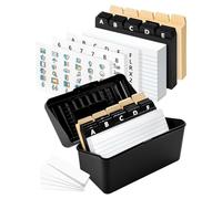 Index Card Holder Set 3x5Inch - Heavy Duty Index Card Recipe Box with Dividers Ruled Cards & Stickers Easy Install Easy to Use
