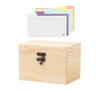 Index Card Storage | Wooden Business Holder & Flashcard Organizer Box Reusable Desktop File For Study Notes, Postcards, Recipes And Photos | Ideal Set For Students, Teachers, Office