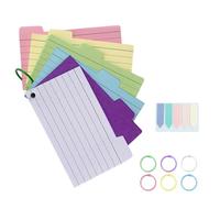 Index Cards 300 Pcs Revision Cards 5x3in Punched Lined Flash Cards with 6 Colourful Rings, Sticky Tabs, Flash Cards Paper for Office School Home Study Record, for Revision,Presentation,Teacher,Student