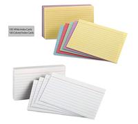 Index Cards - 3x5 Inch - Heavy Weight Ruled Index Card - 100 White Cards, 100 Assorted Colors Cards, Index-Cards Great for Notes, Organizing, Flash Cards, Lists, Recipes and More (White and Primary)