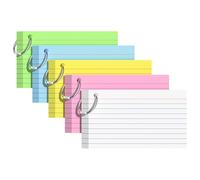 Index Cards 3x5 Inches, 250 PCS, Colorful Flash Cards With Ring, Punched Lined Study Card Ruled Flashcards Notecards, Ruled Front And Blank Back, Note Card for School, College And Home