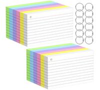 Index Cards 3x5 Inches, 600 PCS, Colored Flash Cards With Ring, Punched Lined Study Card Ruled Flashcards Notecards, Ruled Front And Blank Back, Note Card for School, College And Home