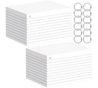 Index Cards 3x5 Inches, 600 PCS, White Flash Cards With Ring, Punched Lined Study Card Ruled Flashcards Notecards, Ruled Front And Blank Back, Note Card for School, College And Home