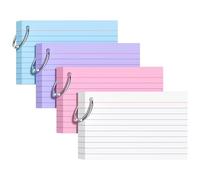 Index Cards 4x6 Inches, 200 PCS, Colored Flash Cards With Ring, Punched Lined Study Card Ruled Flashcards Notecards, Ruled Front And Blank Back, Note Card for School, College And Home