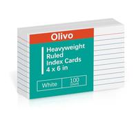 Index Cards 4x6 Lined Ruled Flash Note Cards 4" x 6", White, 100 Count, 220 GSM Heavy Weight