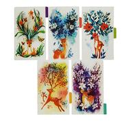 Index Tabs for A5/A6 6-Holes Cover Round Ring View Binder File Folder Loose Leaf Sheet Protectors Binder Cover Protector (Green Deer, A6/17cm*10cm)