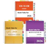 Index Tabs for CPT, AAPC Version ICD-10-CM & HCPCS Level II 2026, 3 Sets Bundle, Complete Book Tabs Set (Book Not Included) Color Coded with Code Areas Laminated
