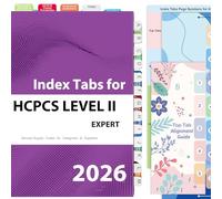 Index Tabs for HCPCS Level II 2026 AAPC Version, Complete Book Tabs Set with Blanks, Bookmarker, Laminated Color-Coded with Alignment Guide & Page Numbers (Book Not Included)