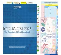 Index Tabs for ICD-10-CM 2025 AMA Version, Complete Book Tabs Set with Blanks and Bookmark, Laminated Color-Coded with Alignment Guide & Page Numbers (Book Not Included)
