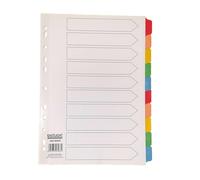 Index White Multicolour Tabs 10 Part - Index Tabs - Office Supplies