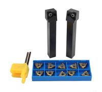 Indexable Carbide Insert Set for CNC Turning Tools, 16ER AG60 + 16IR AG60 with Threaded Shank, High Grip Alloy Steel Tool Holders SER1212H16 SEL1212H16, 10pc