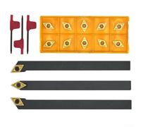 Indexable Insert Holder for Lathe Tools, SDJCR0808H07 SDJCL0808H07 SDNCN0808H07, 93° and 62.5° Tool Style with Screw Clamp, Includes 10 Pcs DCMT070204 Carbide