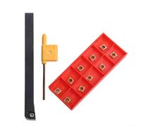 Indexable Insert Tool Holder for CNC Lathe, SCLCR0808H06 8x100mm with 10 Pcs CCMT060204 Carbide Turning Inserts, Carbon Steel Shank for External Machining