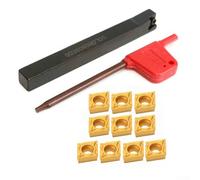 Indexable Insert Toolholder for CNC Lathe, SCLCR0808H06 8x100mm with 10 Pcs CCMT060204 Carbide Turning Inserts, Carbon Steel Holder for Exte