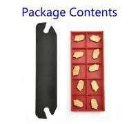 Indexable Insert Toolholder for CNC Metalworking, SPB26-3 26mm Parting and Grooving Cut-Off Holder with 10 pcs GTN-3 SP300 Coated Carbide Inserts, 3mm Width, Gold Coated, for Steel Semi-Finishing