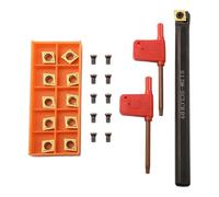 Indexable Lathe Turning Tool Holder Boring Bar with 11PCS CCMT32.51 Inserts, S12M-SCLCR09, 1/2 inch Shank, Carbide Cutting Tool for Stainless Steel, Steel, Cast Iron, Non-Ferrous Materials