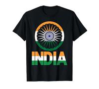 India Ashoka Chakra Tricolor Indian Flag Value Graphic T-Shirt, Men, Black, M